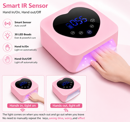 GV1123 UV LED Nail Lamp Cordless 72W Portable Nail Dryer Light Rechargeable UV Light for Gel Nails Polish