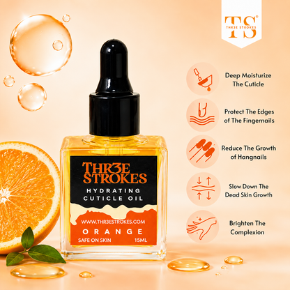 GV78 THR3E STROKES Naturale Revitalizing Cuticle Oil - Hydrating Oil For Repaired Cuticles Overnight - Remedy For Damaged Skin And Thin Nails - Paraben/Cruelty-Free Formula 15ML (ORANGE)