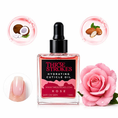 GV77 THR3E STROKES Naturale Revitalizing Cuticle Oil - Hydrating Oil For Repaired Cuticles Overnight - Remedy For Damaged Skin And Thin Nails - Paraben/Cruelty-Free Formula 15ML (ROSE)