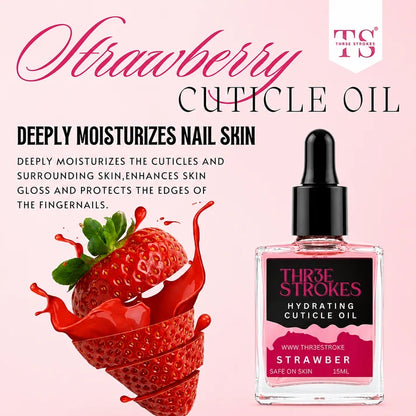GV76 THR3E STROKES Naturale Revitalizing Cuticle Oil - Hydrating Oil For Repaired Cuticles Overnight - Remedy For Damaged Skin And Thin Nails - Paraben/Cruelty-Free Formula 15ML (STRAWBERRY)