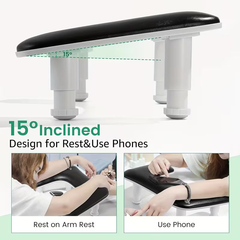 GV901 Adjustable Nail Art Arm Rest Pillow – Professional PU Leather Manicure Hand Rest Cushion with Height & Tilt Design