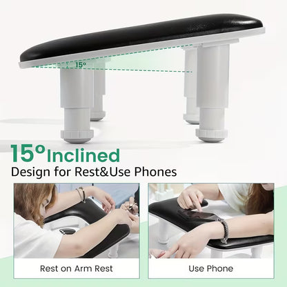 GV901 Adjustable Nail Art Arm Rest Pillow – Professional PU Leather Manicure Hand Rest Cushion with Height & Tilt Design