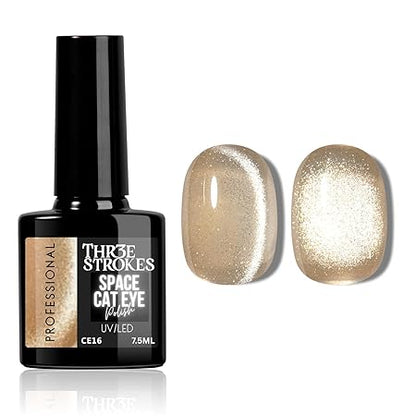 GV815 THR3E STROKES 9D Glitter Cat Eye Gel Magnetic Nail Polish Art Manicure DIY at Home Soak Off UV Gel 7.5ML (CE16, 7.5ML)