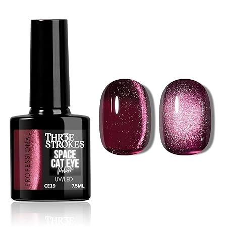 GV819 THR3E STROKES 9D Glitter Cat Eye Gel Magnetic Nail Polish Art Manicure DIY at Home Soak Off UV Gel 7.5ML (CE19, 7.5ML)
