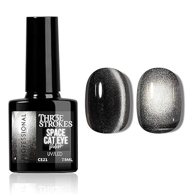 GV821 THR3E STROKES 9D Glitter Cat Eye Gel Magnetic Nail Polish Art Manicure DIY at Home Soak Off UV Gel 7.5ML (CE21, 7.5ML)