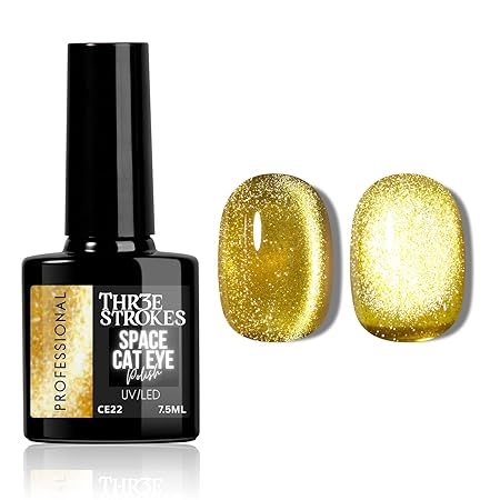GV822 THR3E STROKES 9D Glitter Cat Eye Gel Magnetic Nail Polish Art Manicure DIY at Home Soak Off UV Gel 7.5ML (CE22, 7.5ML)