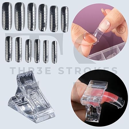 GV188 THR3E STROKES TOXIC FREE Poly Nail Gel Extension Kit for Builder Gel, UV Nail Art Kit, Nail Extension Set, Glue-Free Manicure and Pedicure Set (21 Items in Set) (THE OP KIT)