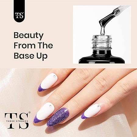 GV191 THR3E STROKES 2 Pcs 15Ml No Wipe Gel Top Coat And Base Coat Set - Soak Off Led Nail Lamp Gel Base Top Coat Finish Nail Art Design For Women. (Requires Uv Light)(Machine Se Sukhengi)