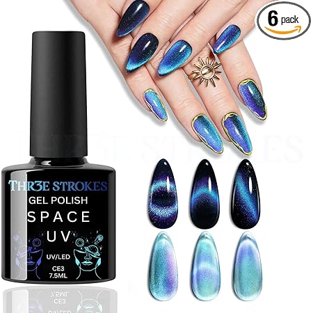 GV193 THR3E STROKES 9D Glitter Cat Eye Gel Nail Polish Gel Art Manicure DIY at Home Soak Off UV Gel 7.5ML (CE3)
