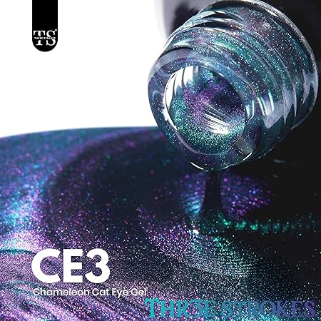 GV193 THR3E STROKES 9D Glitter Cat Eye Gel Nail Polish Gel Art Manicure DIY at Home Soak Off UV Gel 7.5ML (CE3)