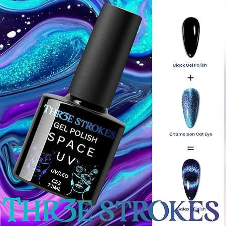 GV193 THR3E STROKES 9D Glitter Cat Eye Gel Nail Polish Gel Art Manicure DIY at Home Soak Off UV Gel 7.5ML (CE3)