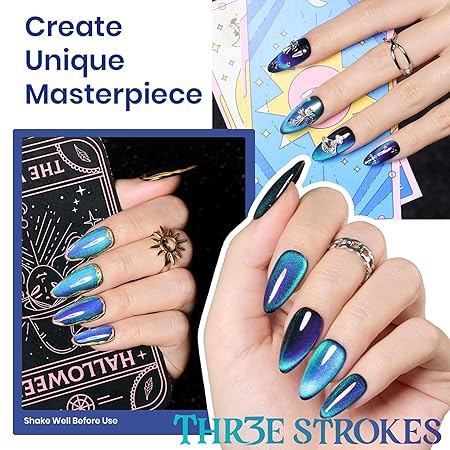GV193 THR3E STROKES 9D Glitter Cat Eye Gel Nail Polish Gel Art Manicure DIY at Home Soak Off UV Gel 7.5ML (CE3)