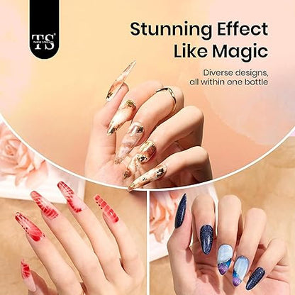 GV200 THR3E STROKES Nail Blooming Gel 15ml Clear Uv Led Blossom Gel Polish for Spreading Effect Marble Natural Stone Watercolor Floral Print Soak off Nail Gel Diy Nail Art Design Gift for Women