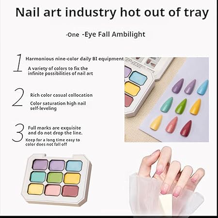 GV201 THR3E STROKES Solid Cream GelPolish Set, 9 Colors Pudding Gel Nail Polish Palette with Nail Brush, Nude Pink Orange Red Solid Gel Polish Nail Art Kit Soak Off Portable Gift for Girls/Friend DIY Home (E)