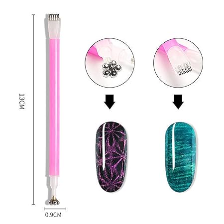 GV202 THR3E STROKES 15Pcs Nail Magnet Set Cat Eye Gel Nail Polish Magnet Wand Magnetic Nail Polish Cat Eye Magnet for Nails Cat Eye Magnets Sticks Nail Design Tools Nail Art Accessories