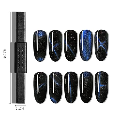 GV202 THR3E STROKES 15Pcs Nail Magnet Set Cat Eye Gel Nail Polish Magnet Wand Magnetic Nail Polish Cat Eye Magnet for Nails Cat Eye Magnets Sticks Nail Design Tools Nail Art Accessories