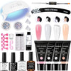 GV205 THR3E STROKES Poly Gel Nail Kit: PolyGel with Slip Solution Mini U V Nail Light Poly Nail Gel Kit for Beginners with Everything Extension ( MINIMUM 180S TO DRY) (JADE KIT)