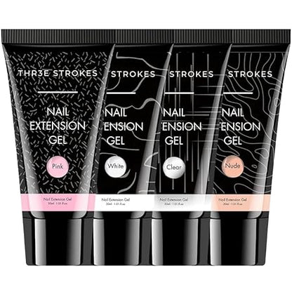 GV205 THR3E STROKES Poly Gel Nail Kit: PolyGel with Slip Solution Mini U V Nail Light Poly Nail Gel Kit for Beginners with Everything Extension ( MINIMUM 180S TO DRY) (JADE KIT)