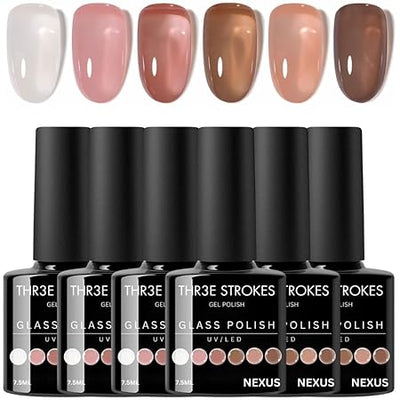 GV207 THR3E STROKES Gel Nail Polish 9D Cat Eye Gel Nail Polish, Magnetic Cat Eye Gel Polish Set, 7ml*6 with , Classic Colors Chameleon Magic Galaxy Effect Soak off Nail Art, Sparkle Stunning Gel Polish Gift for Women (UV/LED LIGHT REQUIRED) (NEXUS, 7.5ML)