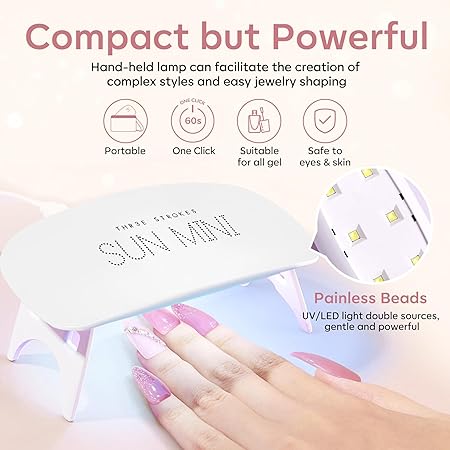GV210 THR3E STROKES Poly Nail Gel Extension Kit for Builder Gel, UV Nail Art Kit, Nail Extension Set, Glue-Free Manicure and Pedicure Set (WFF)(PINK,WHITE,CLEAR)