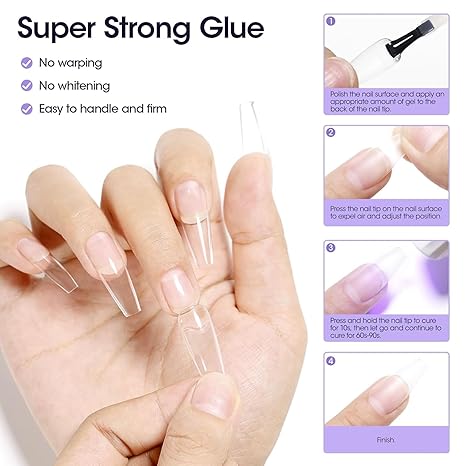 GV211 THR3E STROKES 7 in One Gel Nail Glue Brush On Nail Glue 7.5 ml for tips, Rhinestones, Base Coat, Blooming Art Gel Kit for Acrylic tips UV Lamp Needed 7.5ML (THIN - WATERY FORMULA)