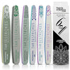 GV213 THR3E STROKES 6pc Nail File Set for Manicure, Nail Shaping & Polishing, Double-Sided 100/180 Grit, Orange Sanding Paper