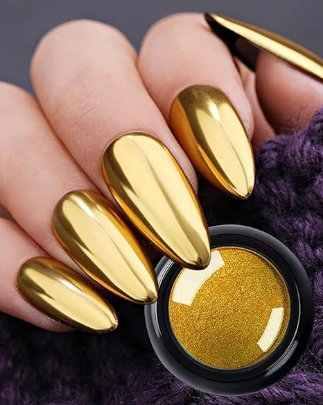 GV214 THR3E STROKES 3 Colors Chrome Nail Powder Set Reflective Glitter Metallic Mirror Effect for Nails Art Design 3D Holographic Silver Rose Gold Pigment Flash Light Crome Paillette Dust (RSG Powder)