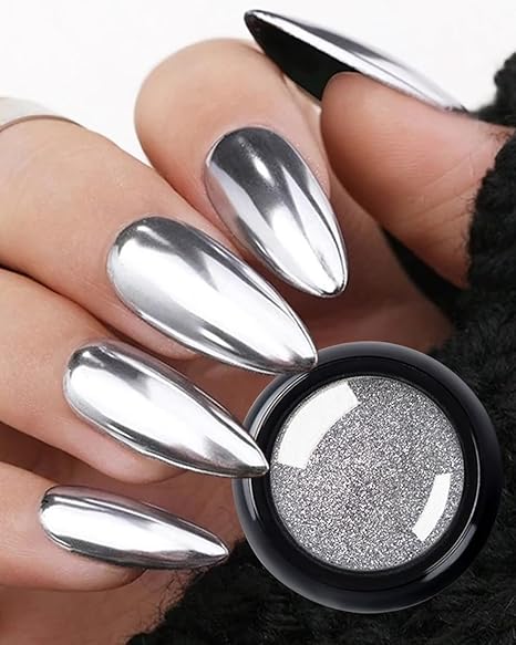 GV214 THR3E STROKES 3 Colors Chrome Nail Powder Set Reflective Glitter Metallic Mirror Effect for Nails Art Design 3D Holographic Silver Rose Gold Pigment Flash Light Crome Paillette Dust (RSG Powder)