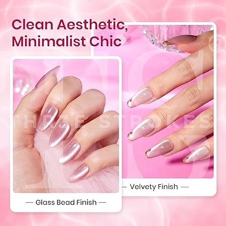 GV215 STROKES Cat Eye Gel Nail Polish Set for Pink Brown Glitter Holographic Cat Eye, Salon Gel Manicure and Nail Art DIY at Home, Bright Moonlight (ROSE SILK)