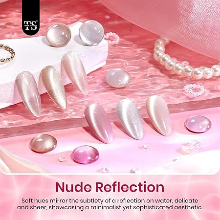 GV215 STROKES Cat Eye Gel Nail Polish Set for Pink Brown Glitter Holographic Cat Eye, Salon Gel Manicure and Nail Art DIY at Home, Bright Moonlight (ROSE SILK)