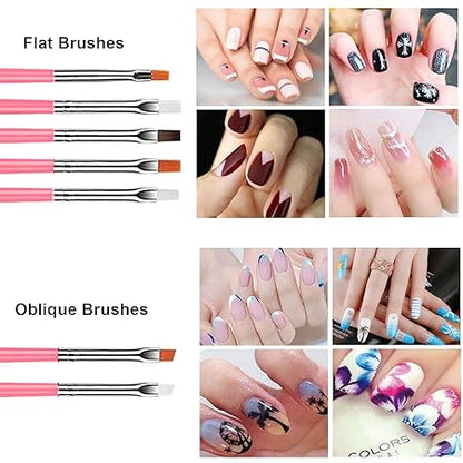 GV216 THR3E STROKES 20 pcs Nail Art Brushes, Nail Art Design Painting and Drawing UV Polish Brush Tool Kit, 15 pcs Nail Art Brushes Kit with 5 pcs Nail Dotting Pens, Multicolored 15 PCS BRUSH + 5PCS DOTTING TOOLS)