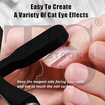 GV220 THR3E STROKES 6 in 1 Cat Eye Magnet Tool, Upgraded Cat Eye Gel Nail Polish Magnet with Silicone Protective Case, Multi-Function Magnet Stick 3D Strong Magnetic Cat Eye Nail Art for Salon Studio Home, Black (6 IN 1 MAGNET BLACK)