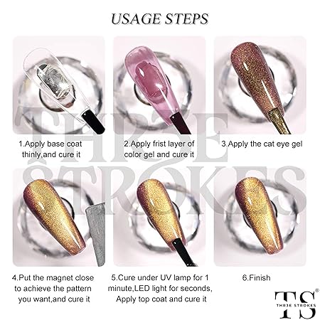 GV222 THR3E STROKES Cat Eye Gel Nail Polish 15ml Polish Soak Off U V LED Nail Lamp 1 Color Silver Shimmer Velvet Gel Nail Polish Nail Art Manicure Salon DIY Home (GLORIOUS GOLD)