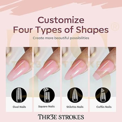 GV223 THR3E STROKES Poly Nail Gel Extension Kit for Builder Gel UV Nail Art Kit Nail Extension Set (Nude, Pink, White) (62 Items in the set)( MINIMUM 180S TO DRY)(BEGGINERS KIT) (2)
