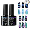 GV228 THR3E STROKES Cat Eye G-el Nail Polish, 2 PCS 15ML Pink Sliver Holographic 9D Cat Eye Glitter Multichrome Gel Polish Nail G-el Polish Magnet Soak Off Led Nail Art Gel DIY Salon Gift (CE3,CE7)