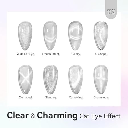 GV229 THR3E STROKES Cat Eye Magnet Set for Nails, 10 Pieces, Magnetic Wand for Gel Polish, DIY Nail Art Tools