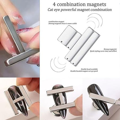 GV237 THR3E STROKES 5 Pieces Cat Eye Nail Magnet for Magnetic Gel Polish - Wood Stick Design Tool for DIY Home, Salon, Studio (5PCS SET)