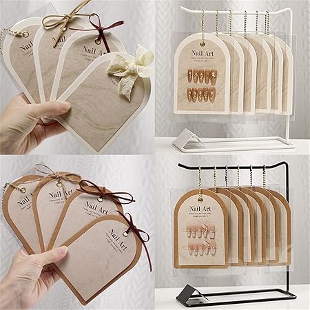 GV240 THR3E STROKES 10PCS Ins Press OnNail Packaging Nail Gel Polish Sample Display Nail Art Background Card Dustproof Bag With Tie Bags