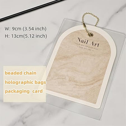 GV240 THR3E STROKES 10PCS Ins Press OnNail Packaging Nail Gel Polish Sample Display Nail Art Background Card Dustproof Bag With Tie Bags