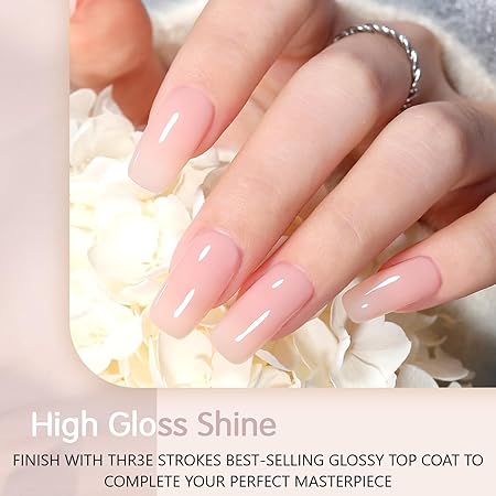 GV242 THR3E STROKES Gel Nail Polish Set Gel Polish Orange Hot Pink Blue Yellow Green Purple Vibrant Spring Summer Gel Polish 7ML (UV/LED LIGHT REQUIRED) (NUDE 234, 7.5ML)