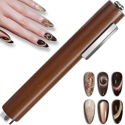 GV245 THR3E STROKES 3 in 1 Nail Magnet, Multifunctional Cat Eye Gel Nail Polish Magnet Pen, 3D Magnetic Nail Polish Stick for Home DIY, Salon, Studio, Nail Art Design Tools (3 IN 1)(DARK BROWN)