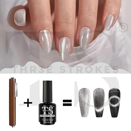 GV245 THR3E STROKES 3 in 1 Nail Magnet, Multifunctional Cat Eye Gel Nail Polish Magnet Pen, 3D Magnetic Nail Polish Stick for Home DIY, Salon, Studio, Nail Art Design Tools (3 IN 1)(DARK BROWN)