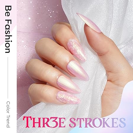 GV246 THR3E STROKES Gel Nail Polish 9D Cat Eye Gel Nail Polish, Magnetic Cat Eye Gel Polish Set, 7ml*6 with , Classic Colors Chameleon Magic Galaxy Effect Soak off Nail Art, Sparkle Stunning Gel Polish Gift for Women (PEARL P85, 7.5ml)