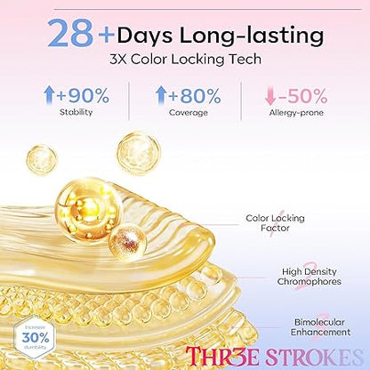 GV246 THR3E STROKES Gel Nail Polish 9D Cat Eye Gel Nail Polish, Magnetic Cat Eye Gel Polish Set, 7ml*6 with , Classic Colors Chameleon Magic Galaxy Effect Soak off Nail Art, Sparkle Stunning Gel Polish Gift for Women (PEARL P85, 7.5ml)