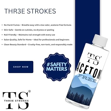 GV254 THR3E STROKES Nail Polish Remover, 500ml | Nourishes nail | Acetone free | Infused with Vitamin B-5 | Gentle Nail Paint Remover