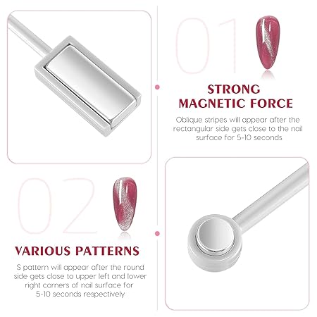 GV256 THR3E STROKES Double-head Magic Magnet Stick For 3D Magnetic Cat Eye Gel Nail Polish Nail Art Manicure Tool (DOUBLE END)