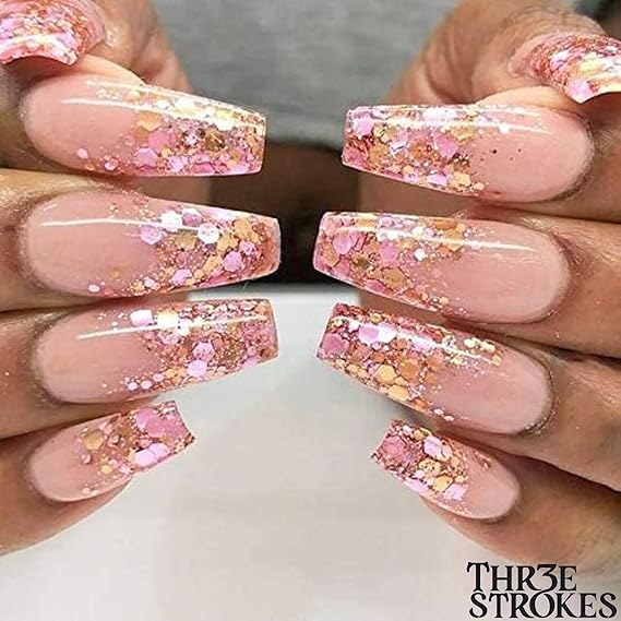 GV259 THR3E STROKES Holographic Nail Glitter Mermaid Powder, 8 Boxes/Set, Hexagon Flakes, Shiny Charms, Nail Art Pigment Dust Decoration, Manicure (D29)