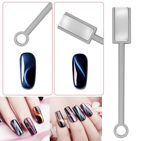 GV260 THR3E STROKES 4Pcs Cat Eye Magnet for Nails, Nail Magnets Cat eye Magnet for Nails Art, Double-Head Nail Magnetic Cat Eye Gel Nail Polish Magnet Wand Strong Suction Board Nail Manicure Tool Set for Salon DIY Home (4 PCS BIG SET)