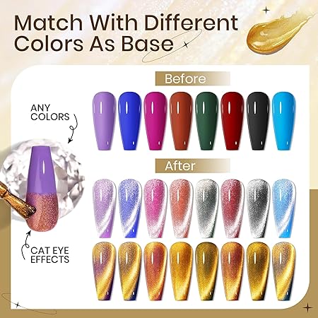 GV261 THR3E STROKES Silver and Gold Smoothie Cat Magnetic Gel Polish - 9D Cateye With Magnet Stick for Salon Manicure and Nail Art DIY at Home - 30 ML