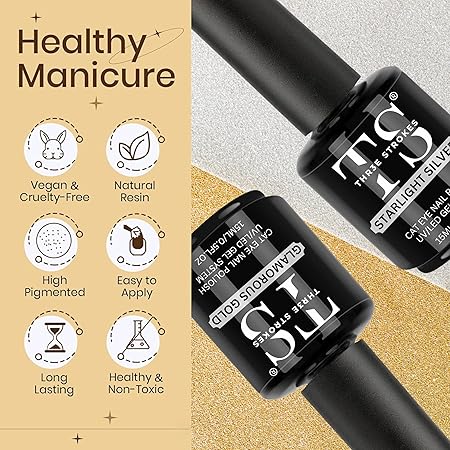 GV261 THR3E STROKES Silver and Gold Smoothie Cat Magnetic Gel Polish - 9D Cateye With Magnet Stick for Salon Manicure and Nail Art DIY at Home - 30 ML